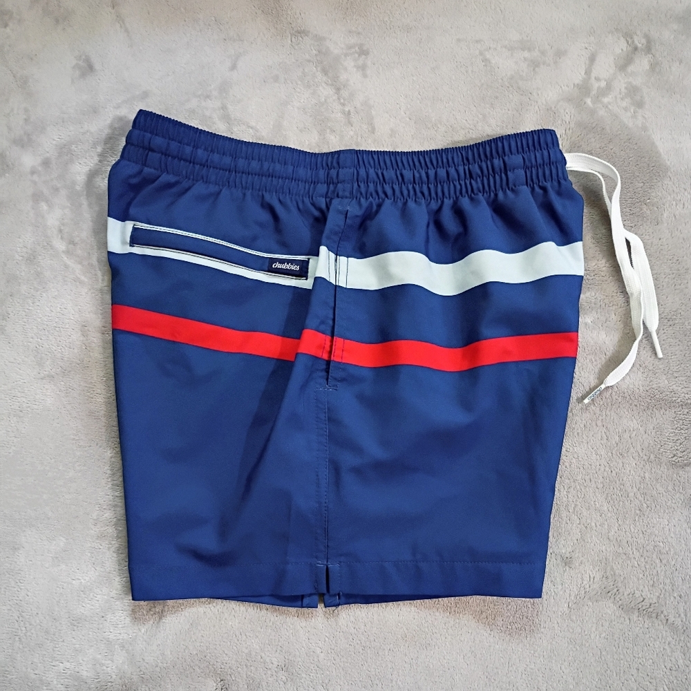 Boys Chubbies Blue Stripe Swim Trunks Swim Shorts Youth M